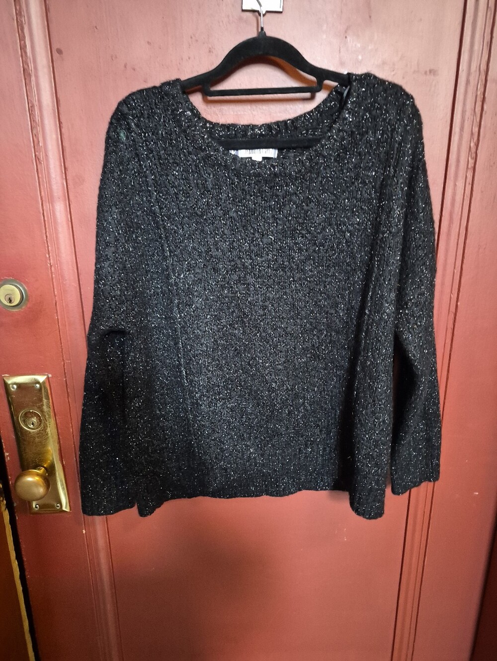 Jennifer Lopez Women’s Black Sequin Crew Neck Sweater Size Large